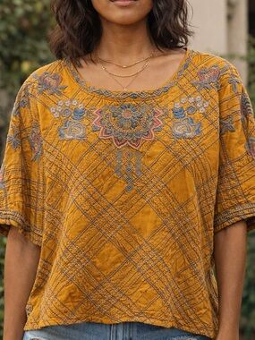 Johnny Was Byia Embroidered Top